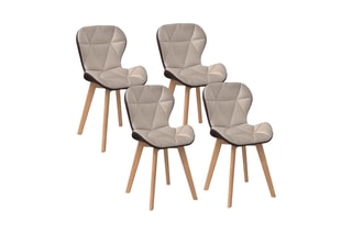 4 chaises Gladys - Taupe et naturel