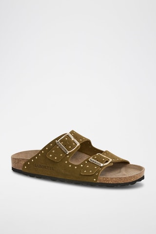 Mules en nubuck - Kaki