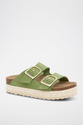 Mules en nubuck - Vert