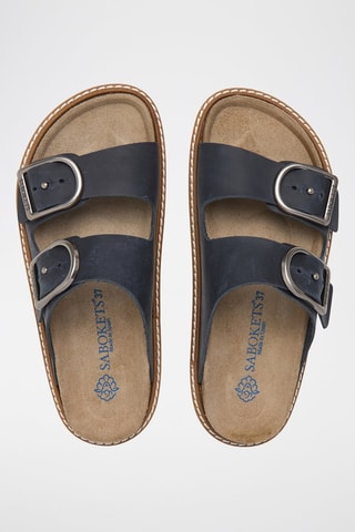 Mules en cuir - Bleu marine