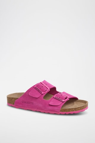 Mules en nubuck - Fuchsia