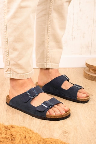 Mules en nubuck - Bleu marine