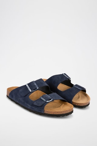 Mules en nubuck - Bleu marine