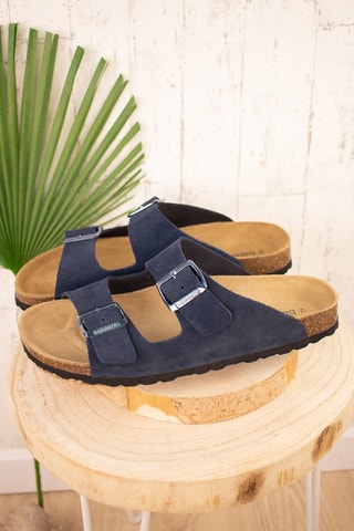 Mules en nubuck - Bleu marine