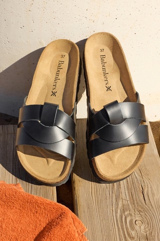 Mules en cuir - 
Noir