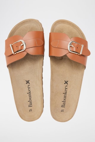 Mules en cuir - 
Marron