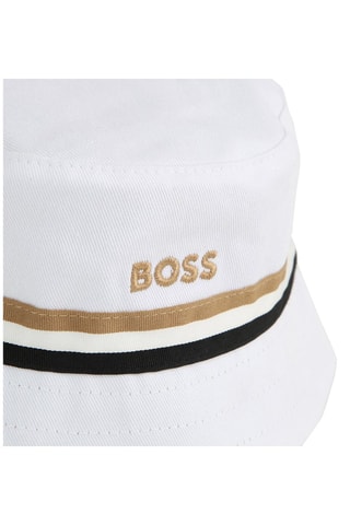 Dubbelzijdig bobhoedje - Wit en Beige - Boss