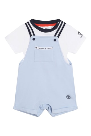 Biologisch Katoenen T-shirt en Tuinshort Wit en Hemelsblauw