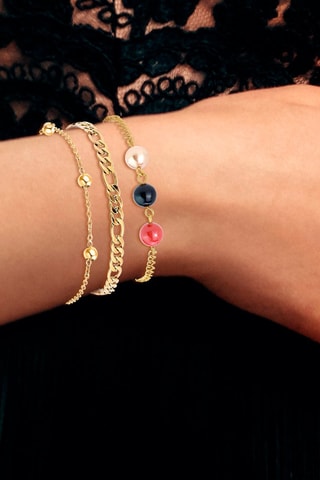 3 bracelets dorés à l'or fin jaune dont 1 serti de perles Swarovski