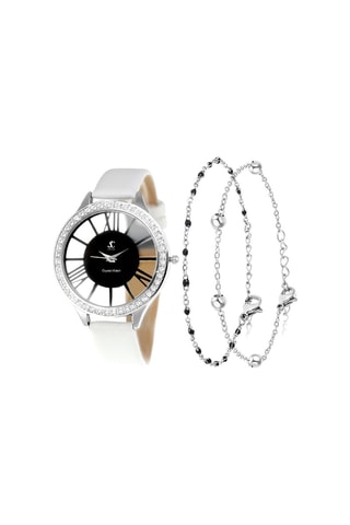 Coffret montre à quartz en cuir ornée de cristaux Swarovski et 2 bracelets