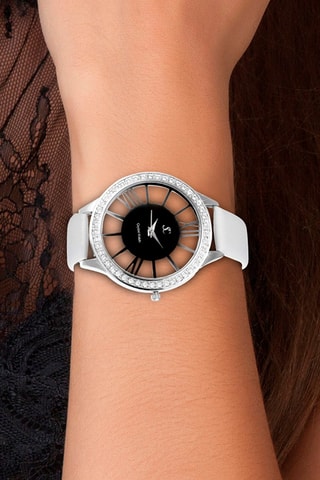 Coffret montre à quartz en cuir ornée de cristaux Swarovski et 2 bracelets