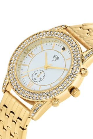 Montre à quartz dorée à l'or fin jaune - Diamant