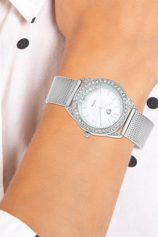 Montre à quartz en métal Elly - Argenté et blanc