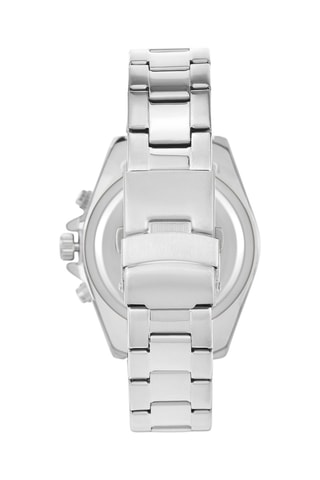 Montre à quartz en métal - Tachymètre et chronographe - Argenté et noir