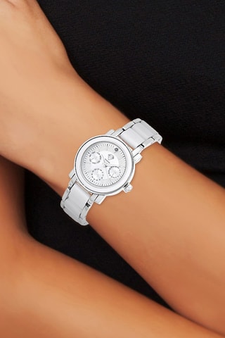 Montre à quartz ornée d'un diamant - Blanc