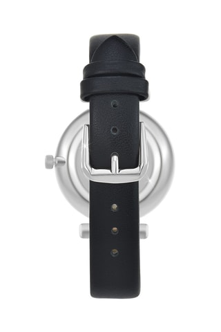 Montre à quartz en cuir ornée d'un diamant - 
Noir