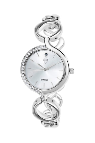 Montre à quartz en métal et diamant