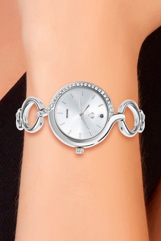 Montre à quartz en métal et diamant