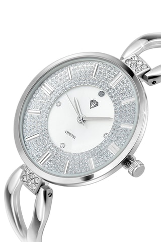 Montre à quartz en laiton et diamant - Argenté
