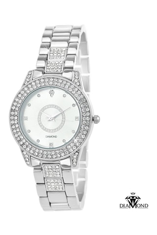 Montre à quartz ornée d'un diamant 
Argenté