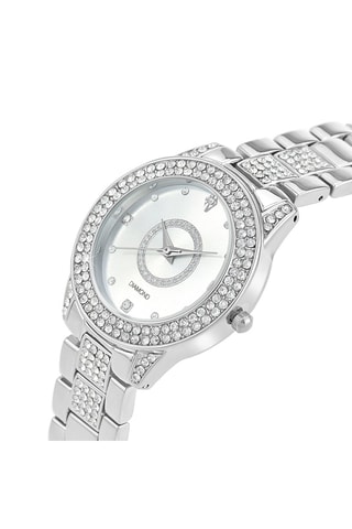 Montre à quartz ornée d'un diamant 
Argenté