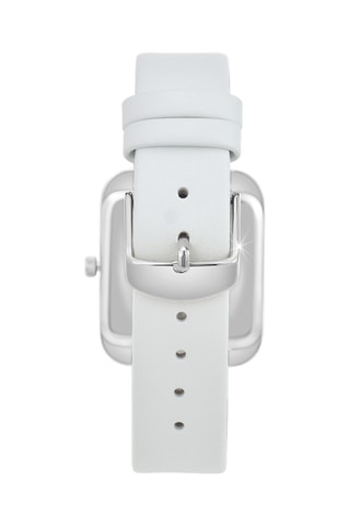 Montre à quartz sertie de diamant noir, cristaux scintillants en cuir - Blanc et argenté