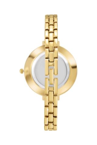 Montre à quartz sertie de diamant noir en métal - Doré