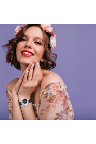 Montre à quartz en cuir - Noir et argenté