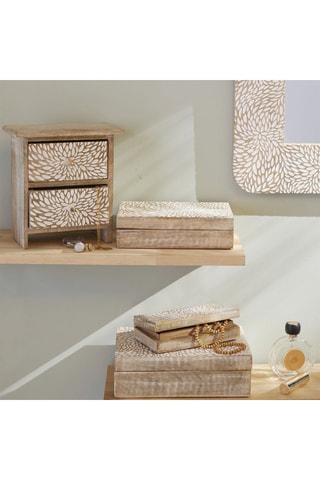 Meuble de rangement en bois de manguier - 20 x 21 x 10 cm - Beige