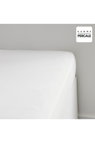 Drap-housse en coton 78 fils/cm² Prestige - Craie - Bonnet 30 cm