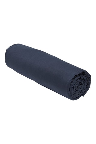 Drap-housse en coton 57 fils/cm² Essential - Bleu marine - Bonnet 30 cm