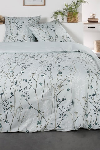 Parure de couette en coton 57 fils/cm² Sunshine - Vert d'eau et kaki