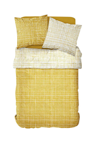 Parure de couette en coton Sunshine - Moutarde et écru