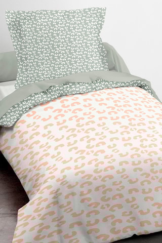 Parure de couette en coton Happy - Blanc et abricot