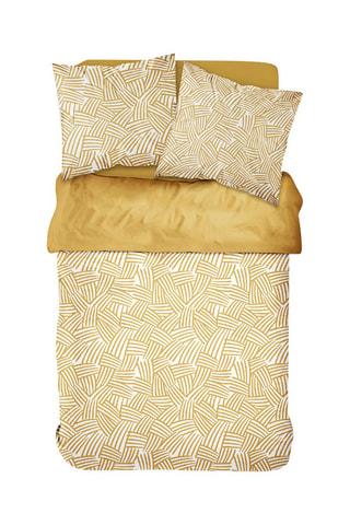 Parure de couette en coton Sunshine - Moutarde et blanc