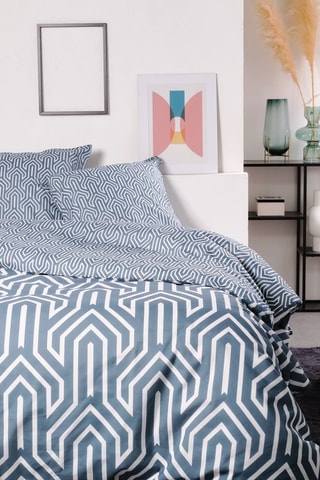 Parure de couette en coton 57 fils/cm² - Bleu