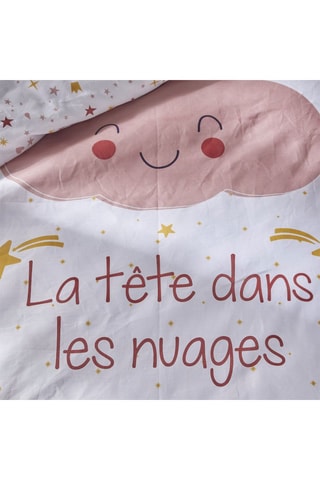 Parure de couette en coton 57 fils/cm² - Blanc et rose