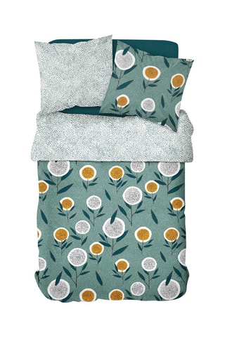 Parure de couette en coton 57 fils/cm² Sunshine - Vert d'eau et bleu