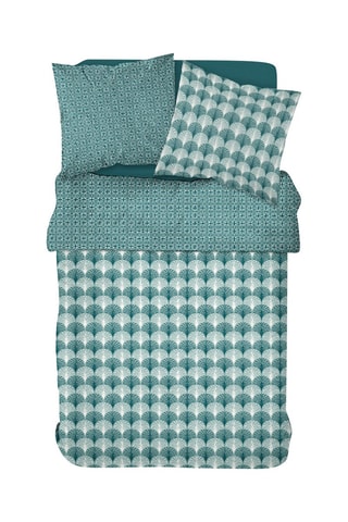 Parure de couette en coton Sunshine - Vert d'eau et bleu canard