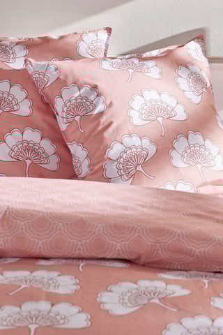 Parure de couette en coton 57 fils/cm² - Rose et blanc