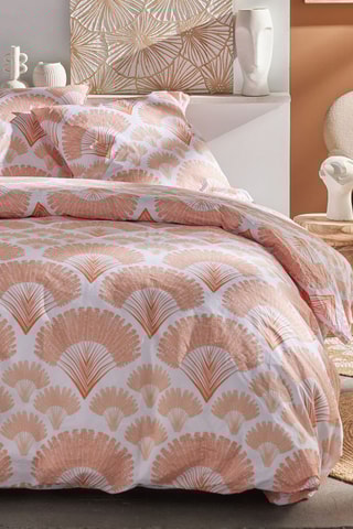 Parure de couette en coton 57 fils/cm² - Rose et blanc