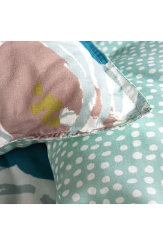 Parure de couette en coton 57 fils/cm² Sunshine - Bleu et écru