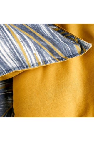 Parure de couette en coton Sunshine - Bleu et moutarde