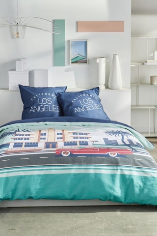 Parure de couette en coton 57 fils/cm² Java - Bleu