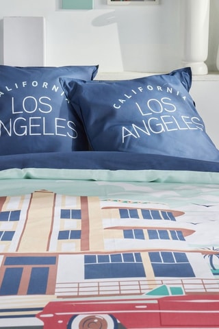 Parure de couette en coton 57 fils/cm² Java - Bleu