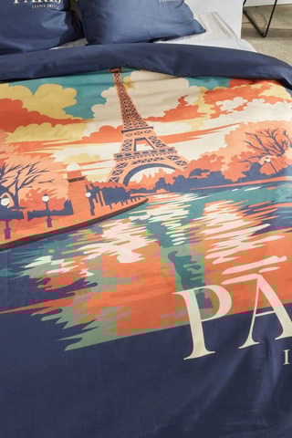 Parure de couette en coton 57 fils/cm² Java - Bleu