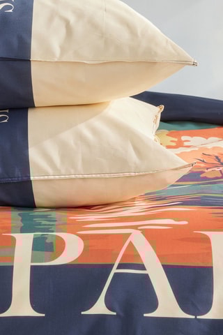 Parure de couette en coton 57 fils/cm² Java - Bleu