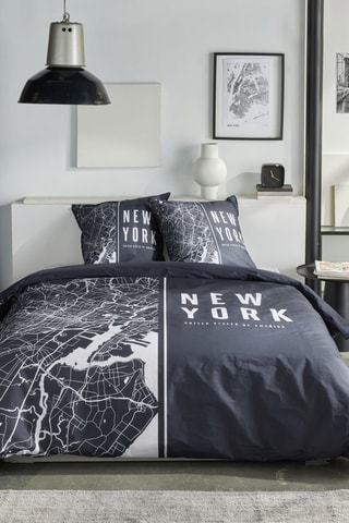 Parure de couette en coton 57 fils/cm² Java - Bleu marine