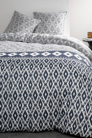 Parure de couette en coton Sunshine - Blanc et bleu marine