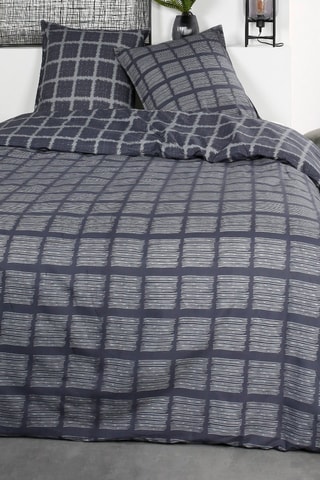 Parure de couette en coton 57 fils/cm² Sunshine - Bleu marine et gris